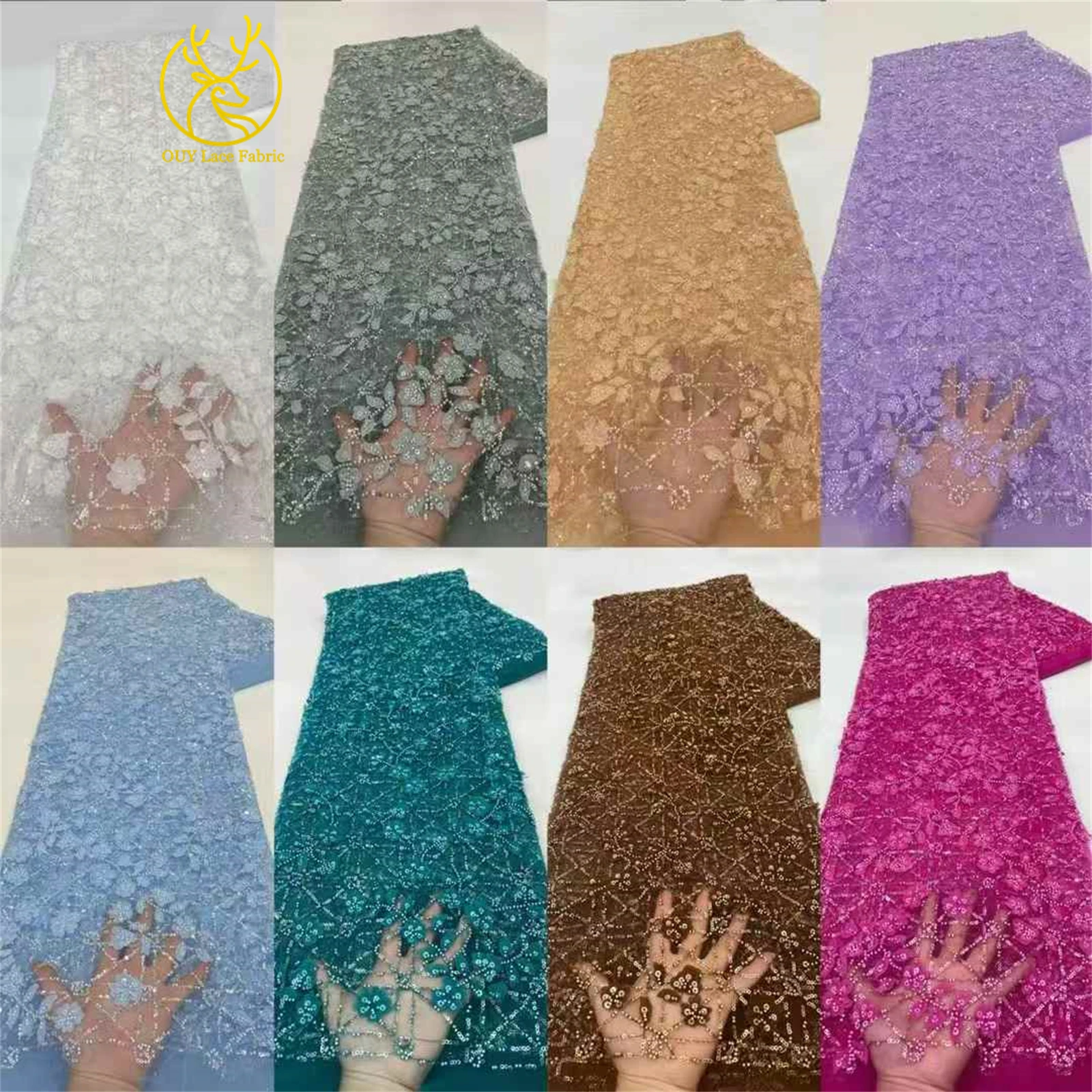 الأفريقي حبة الترتر أقمشة الدانتيل 2025 عالية الجودة الفرنسية النيجيري العريس الدانتيل شبكة النسيج فستان حفلات الزفاف مواد الخياطة