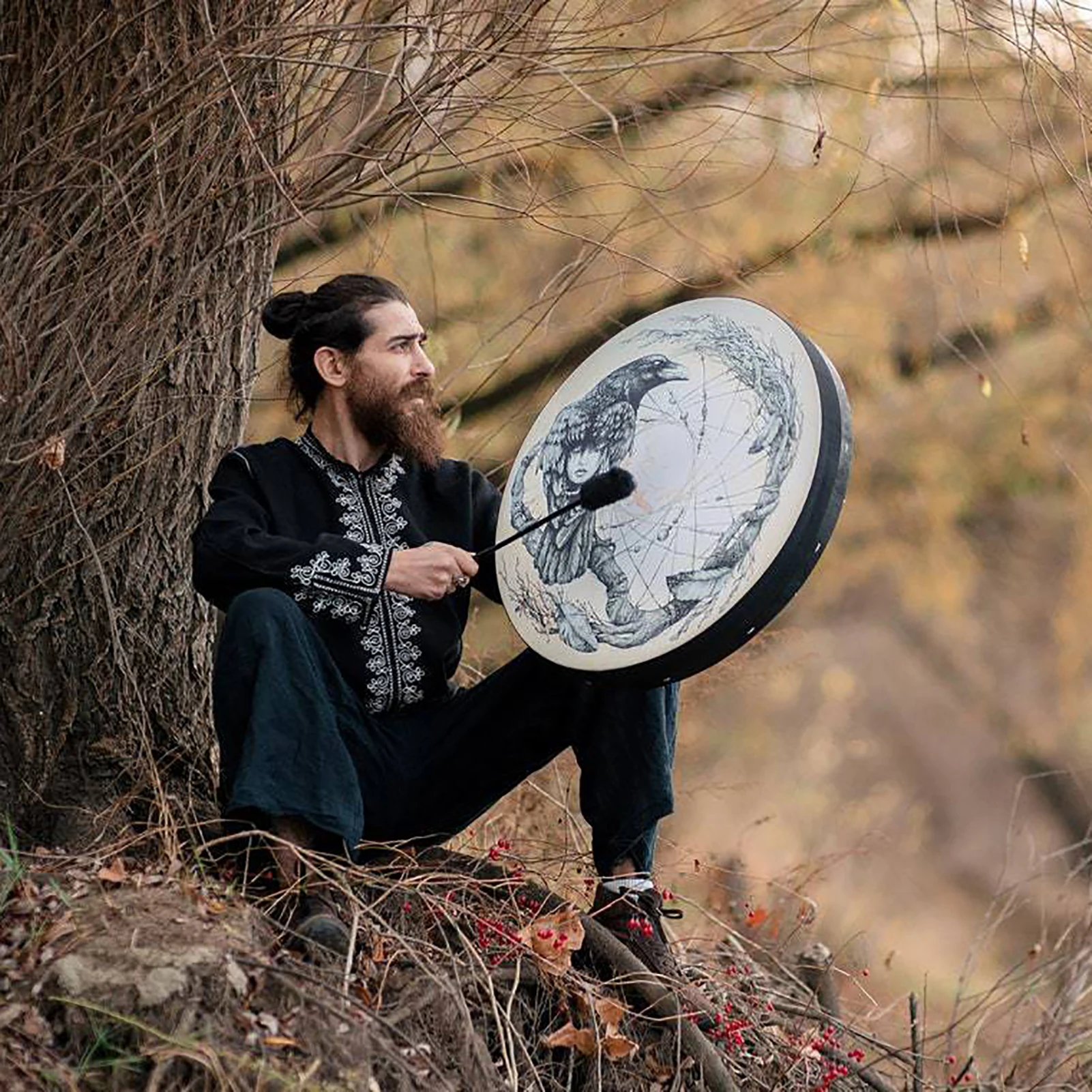 Shaman Drum Hand Drum with Rope Handle and Mallet Hand Drum with Rope Handle and Mallet Sound of Music Decoration Shamanic Drum