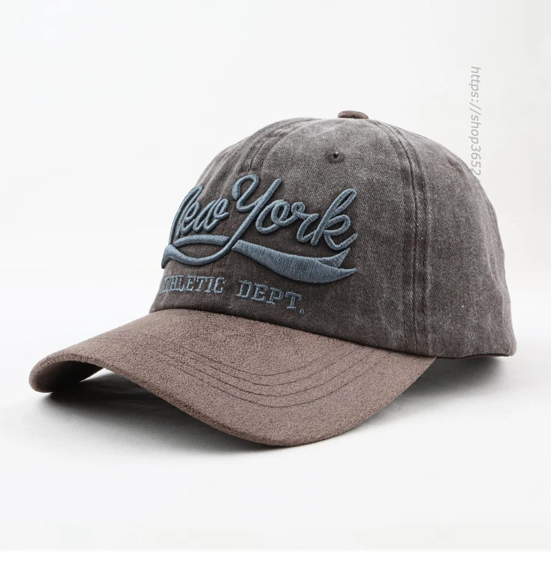 Three-Dimensional Letters Embroidery Stitching Two-Color Peaked Cap Versatile American Casual Baseball Hat Retro Men