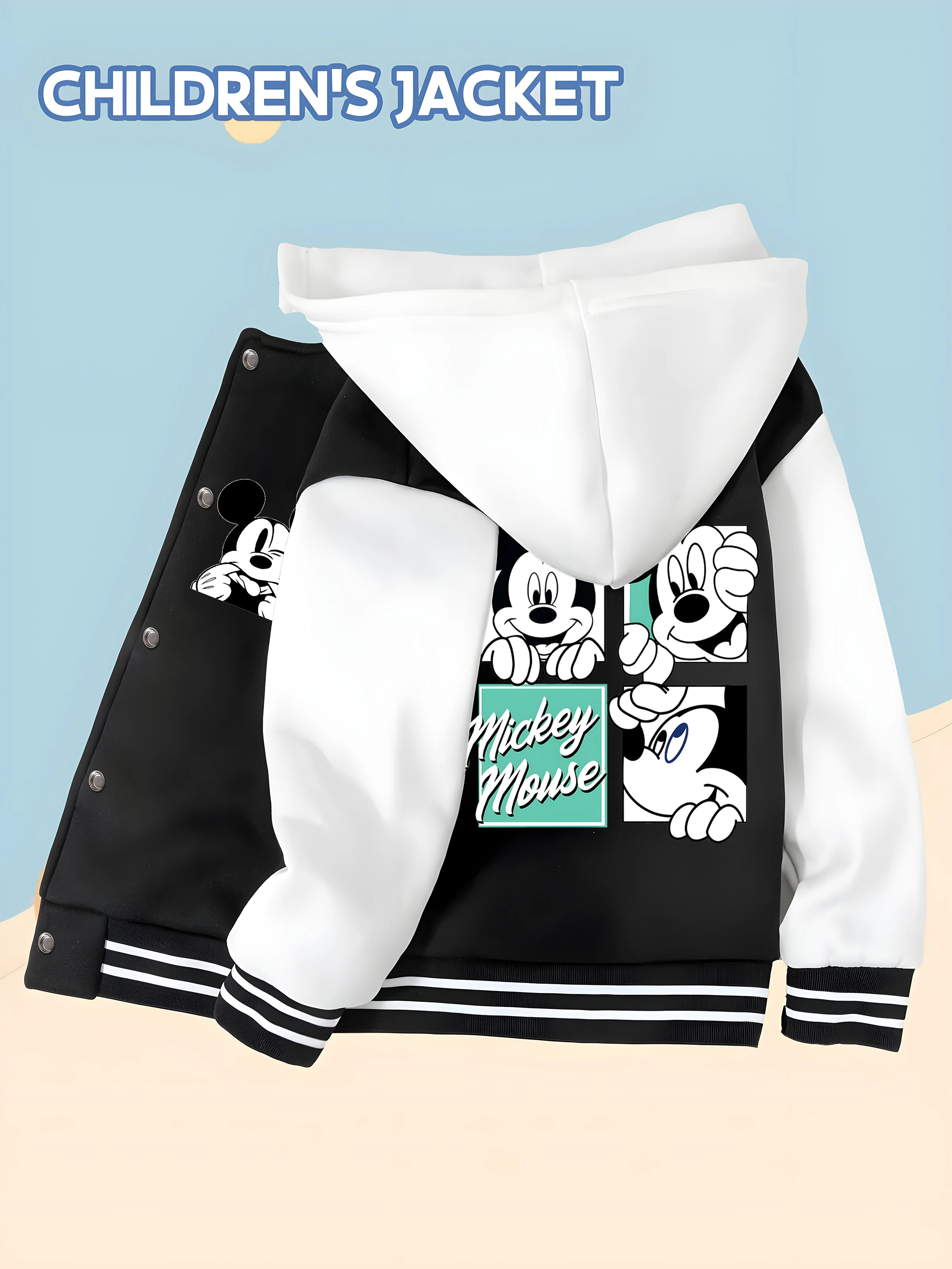 

MINISO Disney Mickey Mouse 4-panel picture frame kids baseball boy jacket - double-sided 4-panel print, cute and fashionable