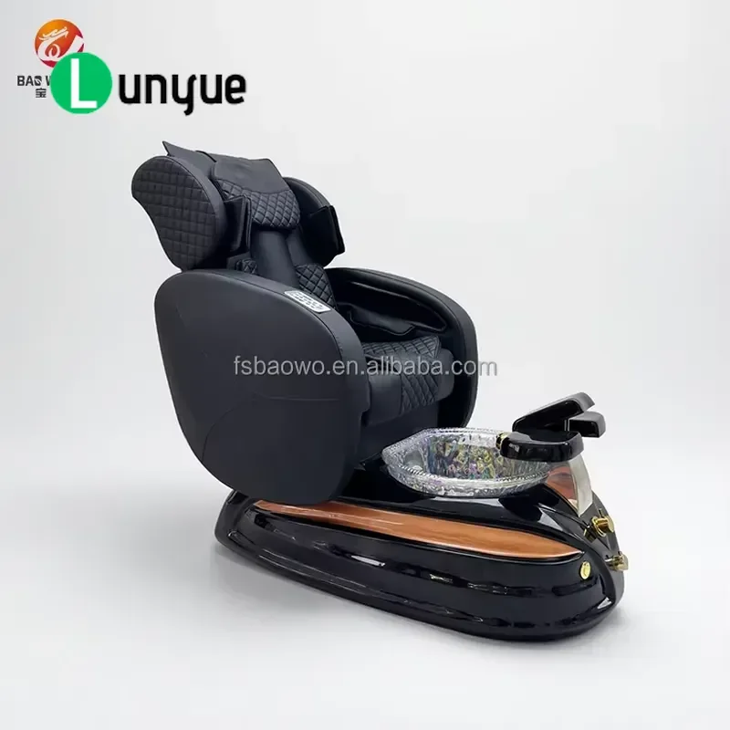 Electric Adjustable Pedicure Chair with Ceramic Swirl System 7 Color LED Lights Manual Spa Nail Furniture for Beauty