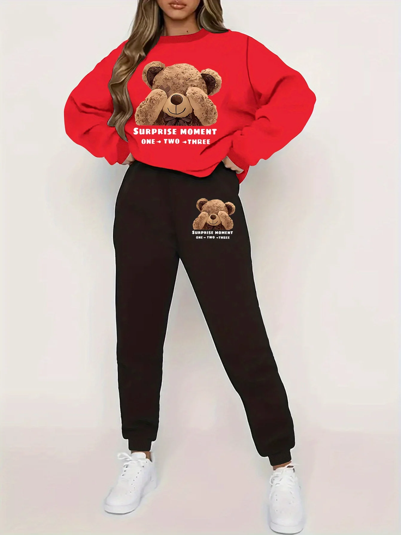women Hoodies+sweatpant set Hip Hop Street Casual Printed Hoodie Oversize Loose New Sweatshirts Autumn Warm Fleece Clothing