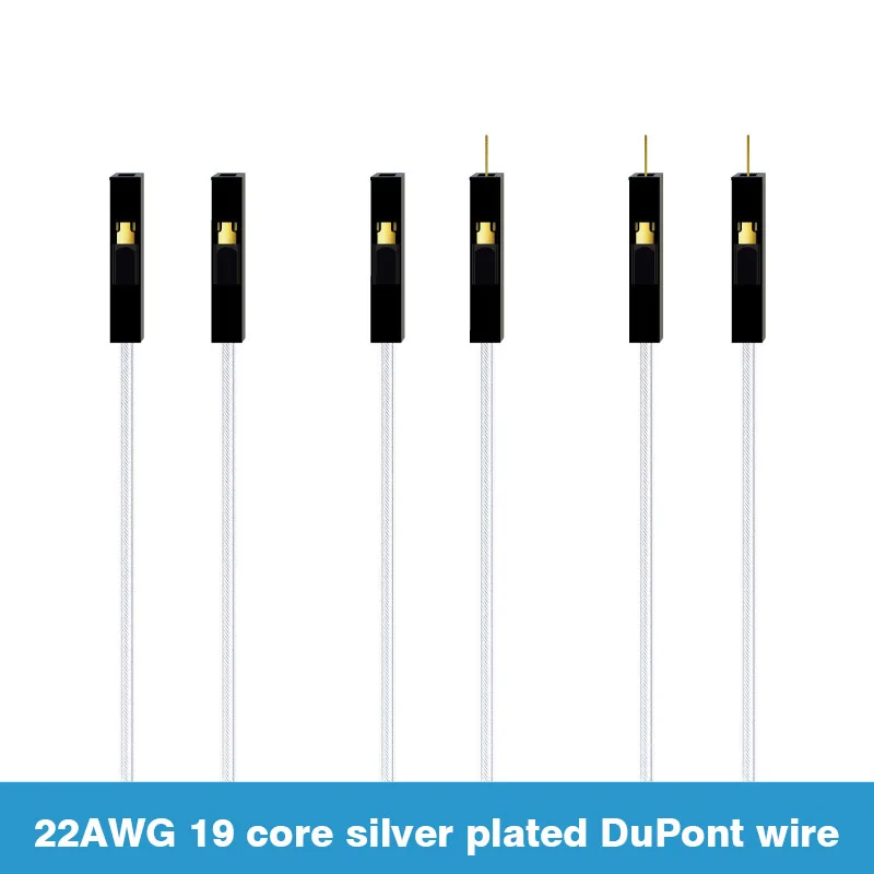 DuPont Silver Jacketed Wire Double-Headed Male to Male Pairs Public-to-Public 1/2/3/4 Pin Options Available