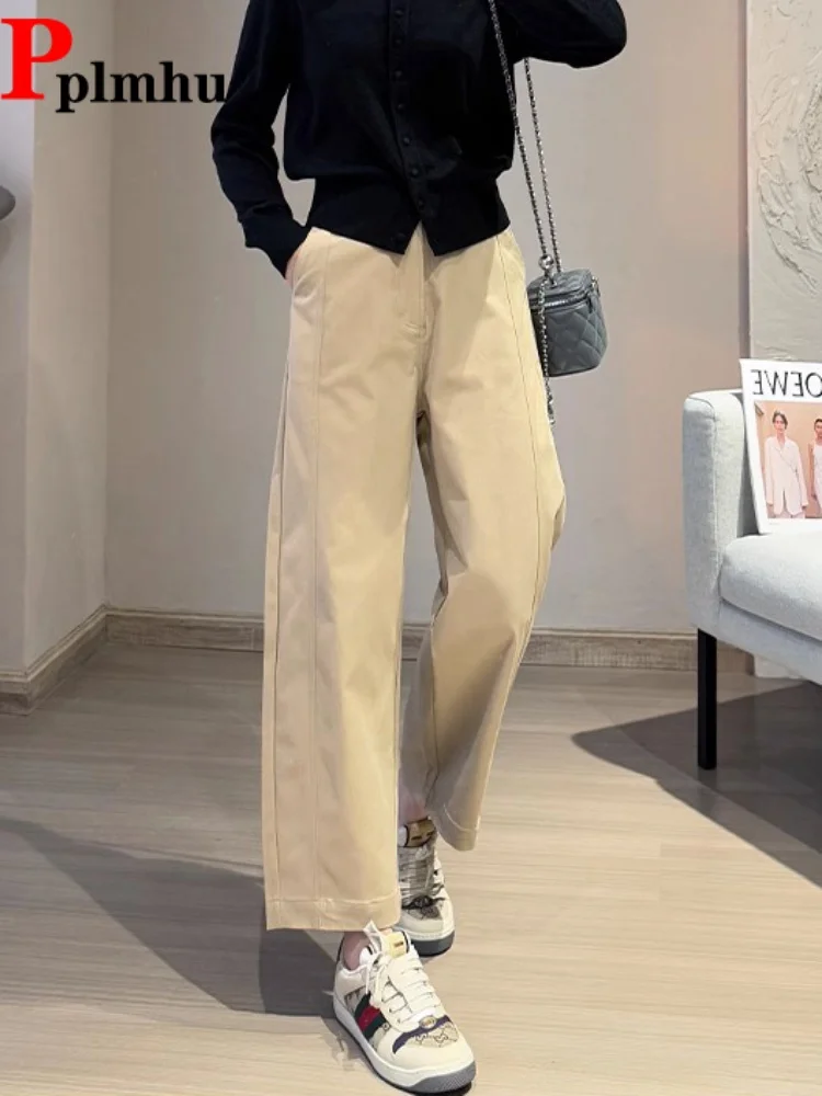 

Женские повседневные широкие прямые брюки свободного кроя с высокой талией, модные, новые, хлопковые, до щиколотки, Spodnie