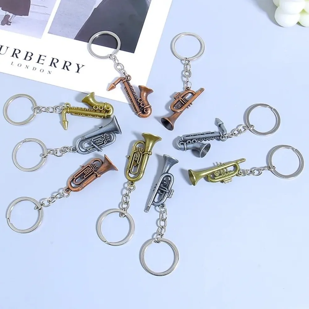 Nuevo Llavero Retro de Mini Saxofón, Trompeta, Tuba, Accesorios Musicales, Porta Llaves de Metal, Instrumento Musical, Accesorio para Bolsa