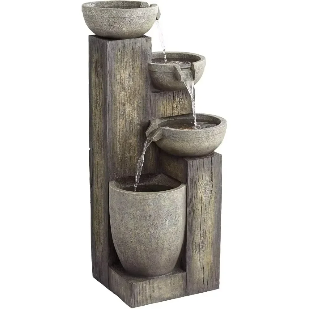 Four Tier Rustic Outdoor Floor Water Fountain 40 1/2