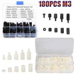 180pcs M3 PCB Motherboard Male Female Plastic Nylon Hex Hexagon Spacer Column Standoff Phillips Screw Nut Assortment Kit Box
