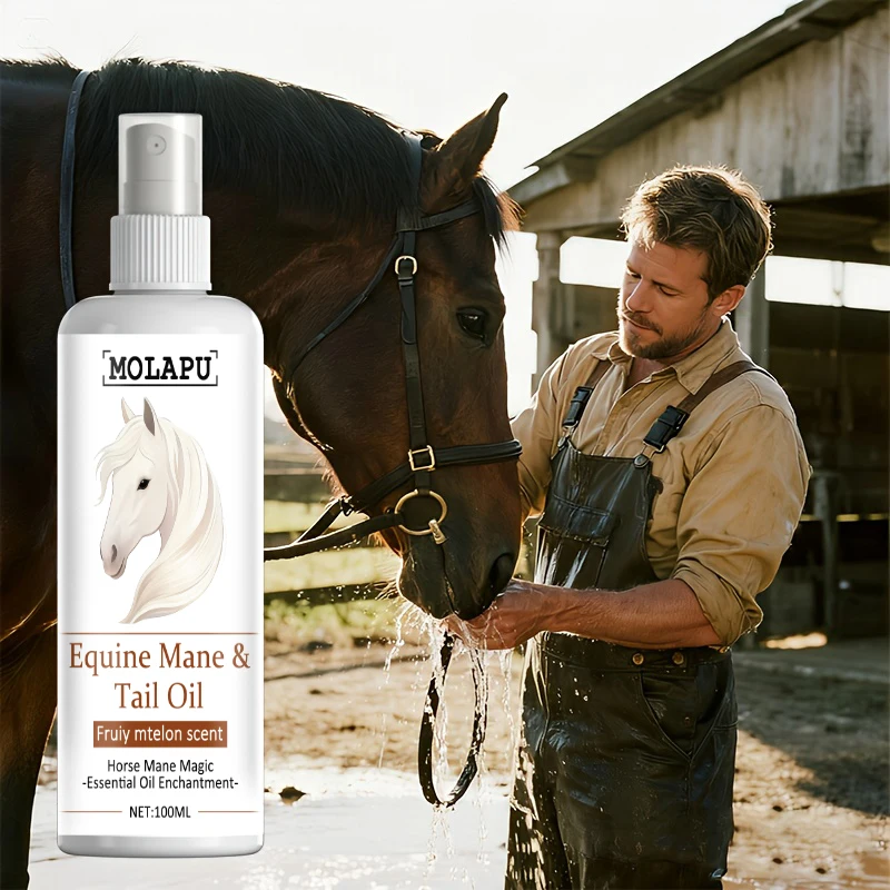 Aceite para el Cuidado del Caballo de Carreras, Especialmente Diseñado para Carreras de Caballos, Realza el Brillo Rápidamente el Día del Carrera y Previene el Polvo. Este Aceite Natural Puede Crear una Textura de Cola de Caballo y Crin. 100 ml, Fácil de transportar, Apto para caballos grandes y pequeños