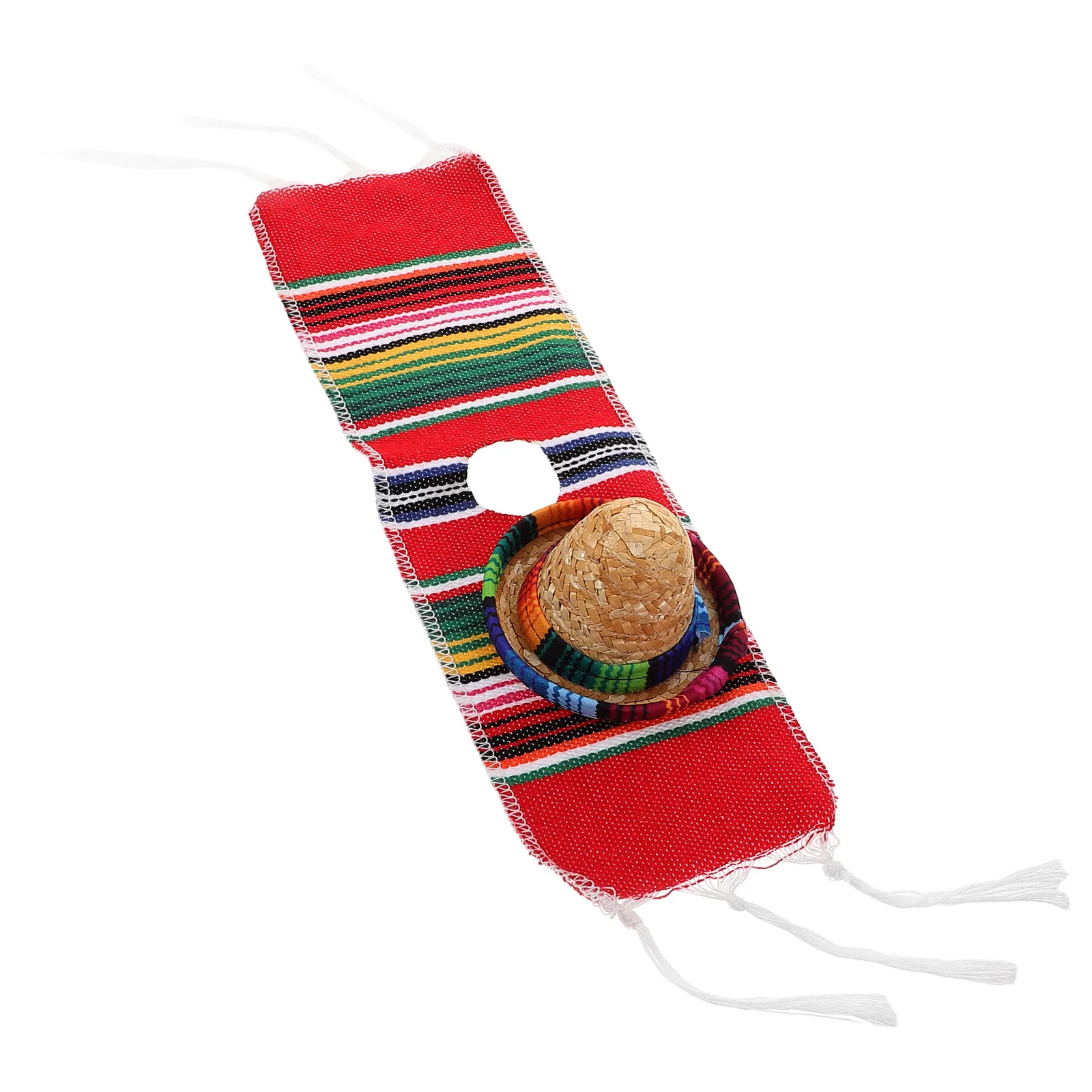 

1Set Mexican Fiesta Bottle Decorations Mini Sombrero Hat Striped Scarf Party Favors Cinco De Mayo Beer Bottle Covers