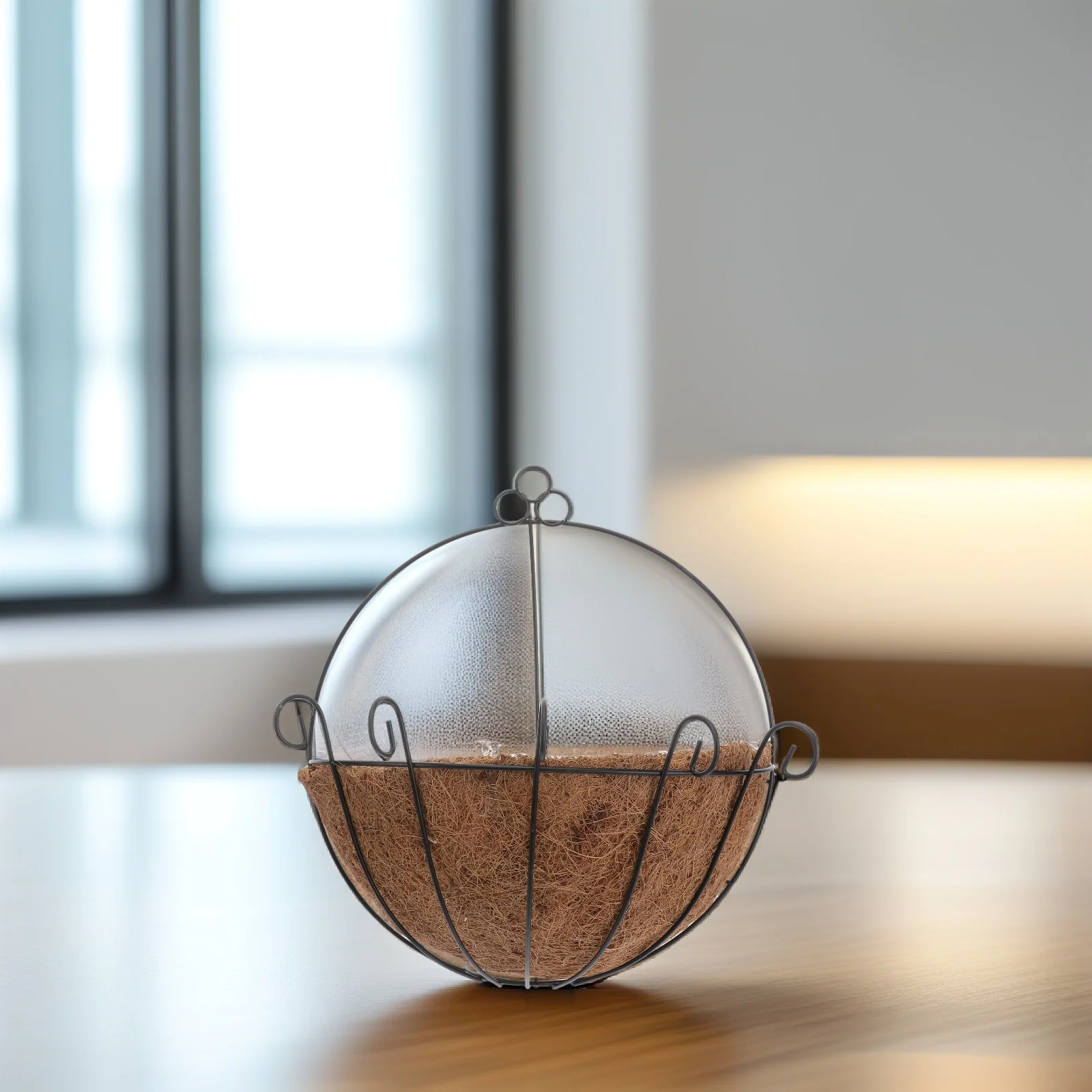 

12 Inch Wall Hanging Flower Pot Round Steel Wires Plant Holder Balcony Decorative Planter Indoor Living Room Flowerpot Basket