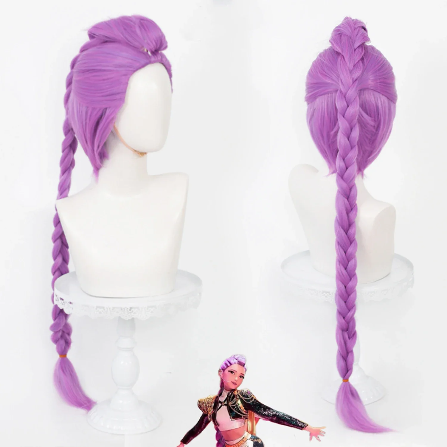 Kpop menina grupo peruca zoey rumi mira cosplay halloween feminino rosa vermelho, cor misturada preto peruca de fibra sintética para mulher