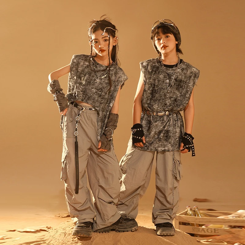 

Waste soil style New Children's Hip Hop Street Dance Trendy Clothing Cool Boys Drum Jazz Dance Stage Performance Costume XH820