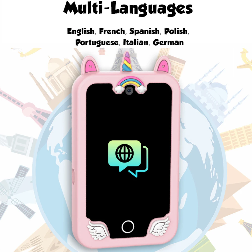 الأطفال هاتف ذكي 2.8 بوصة تعمل باللمس كاميرا رقمية تعلم سماعة صغيرة لصبي فتاة ألعاب MP3 مشغل موسيقى هدية عيد ميلاد