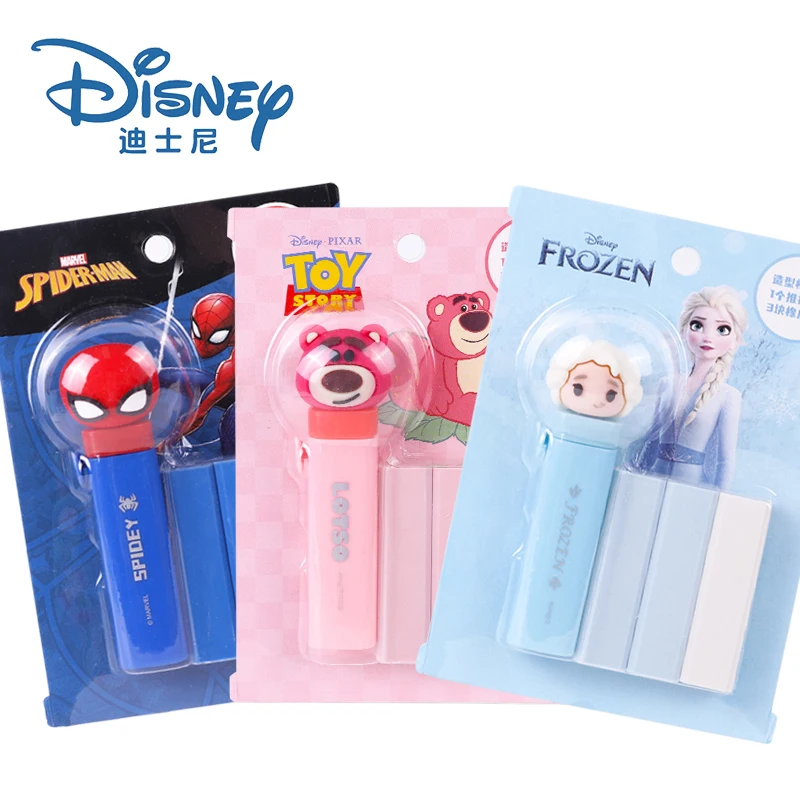 Disney Pencil Erasers Lotso Spiderman Elsa Push Pull Rubber Eraser  Wiping Stationery Kids Students School Supplies Wholesale