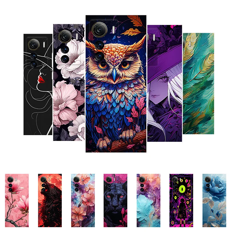 For ZTE Axon 50 Ultra Case Soft Silicone Cute Owl Back Cover Phone Case for ZTE Axon 50 Ultra 5G A2024H Black Bumper Axon50Ultra