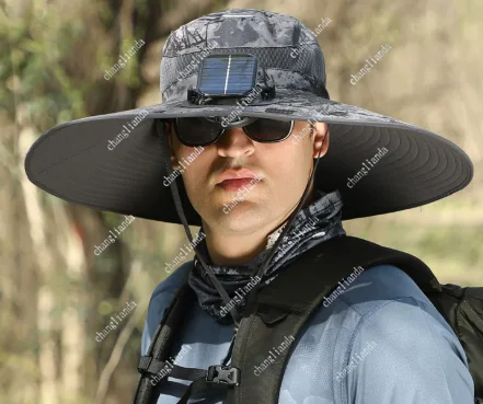 Solar Fan-Dual Fan Solar Fan-Dual Fan Solar Powered Sun Hat, Rechargeable Fisherman Hat With Fan, Summer Travel Sun Hat view 3