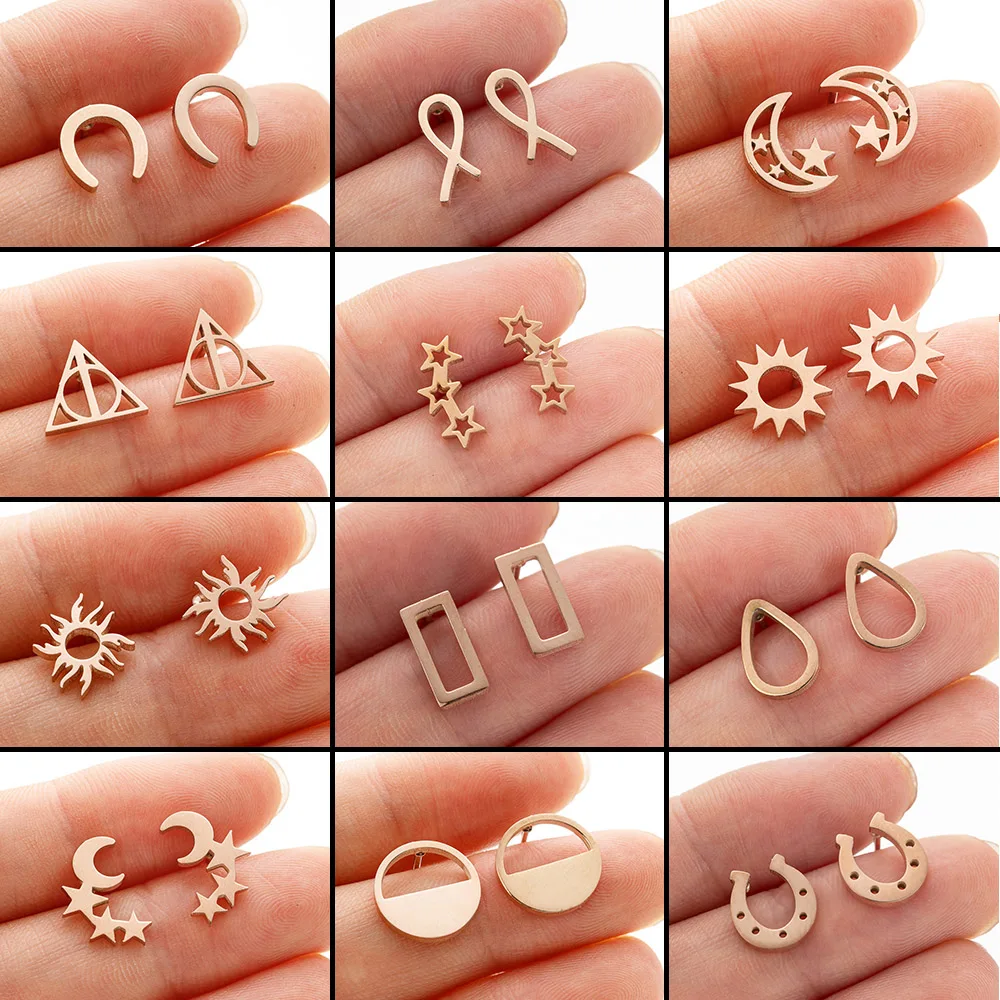 Piercing Cartilage Ear Stainless Steel Sun Totem Fashion Stud Earrings Earrings For Women 2024 Jewelry Wedding Party Gifts