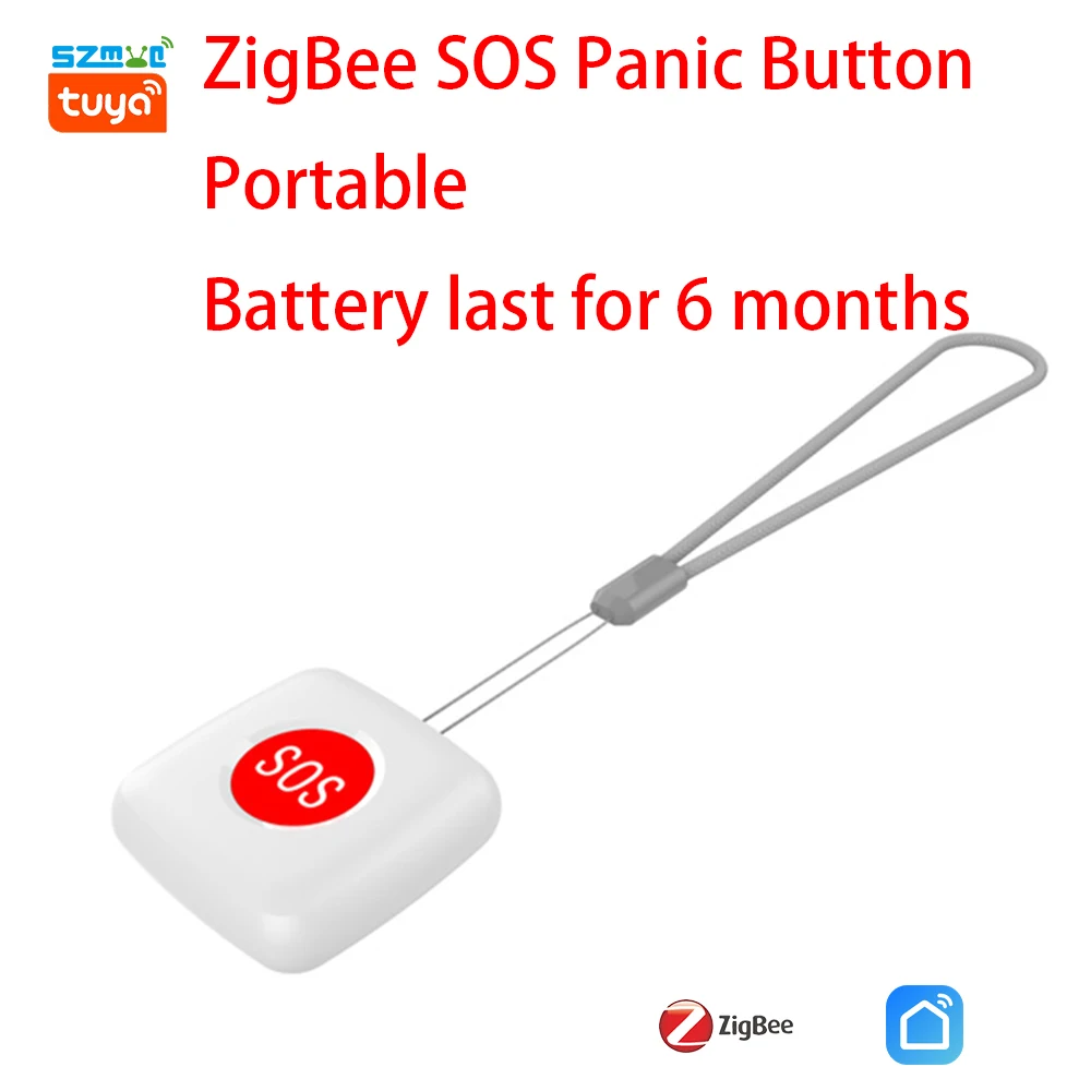 Tuya ZigBee SOS Push Button Sensor For Elderly One Key Alarm Call Emergency Panic Button Work With Tuya ZigBee Gateway/Hub