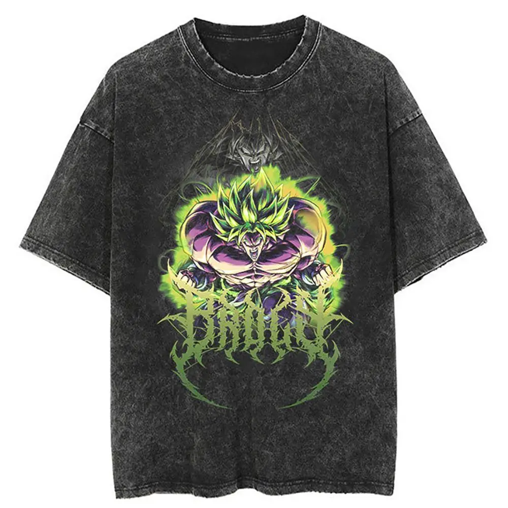 

Men Streetwear T Shirt Vintage Japanese Anime Dragon Ball Graphic T Shirt Cotton Washed Black Tshirt Hip Hop Harajuku Tops Tees