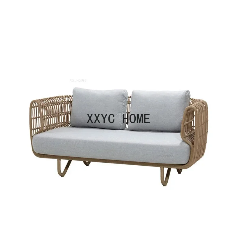Balcony Rattan Garden Sofas Outdoor Patio Furniture Garden Combination Waterproof Sun Protection Lazy Sofa Outdoor Leisure Chair