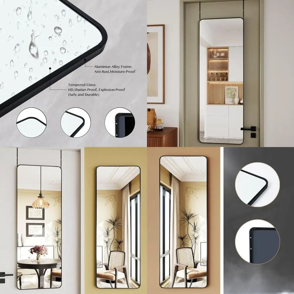 Espelhos de parede pretos de comprimento total para uso acima da porta