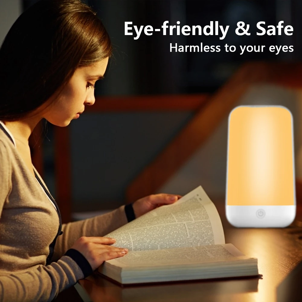 Smart 16 Color LED Table Lamp Touch & Bluetooth APP Control Dimmable Rechargeable Bedside Night Lamp for Room Decor