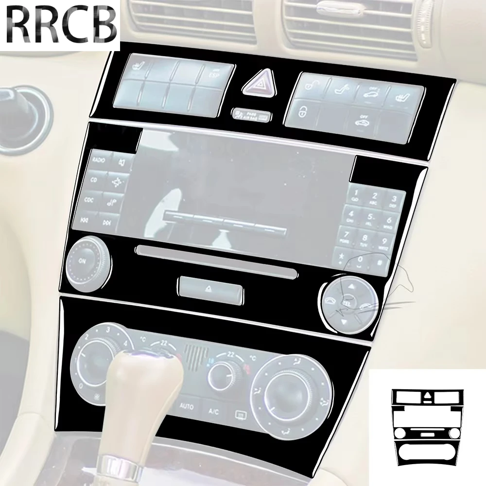 

For Mercedes C Class W203 2005 2006 2007 Dashboard Radio AC Control Panel Set Car Interior Accessories Soft Piano Black Stickers