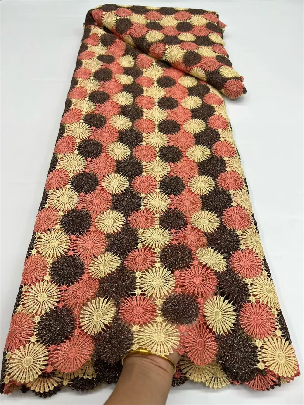 

Nigerian Lace Fabrics 2025 High Quality African Lace Fabric Water Soluble Lace Guipure Cord Lace Fabric For Party Dress Sewing