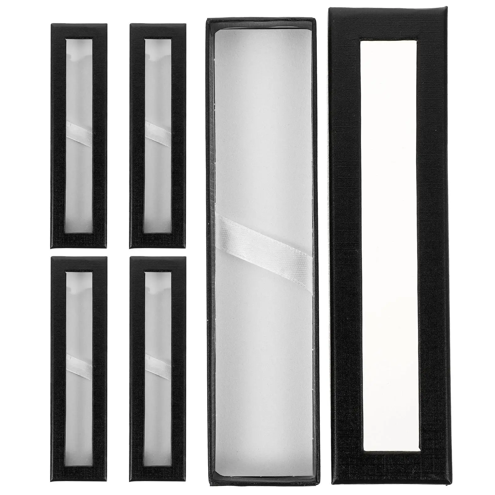 

5pcs Black Pen Boxes Clear Window Pen Gift Boxes Empty Lightweight Storage for Ballpoint Pens Gift Display ganizer