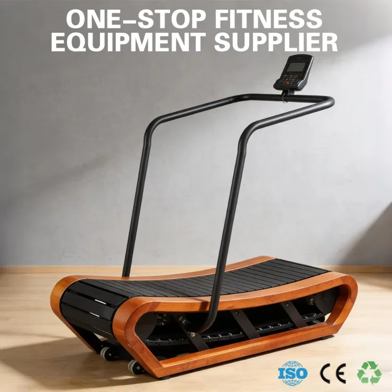 Foldable Wood Fitness Treadmill-Shock-Absorbing for Home & Commercial Gym Training and Body Shaping