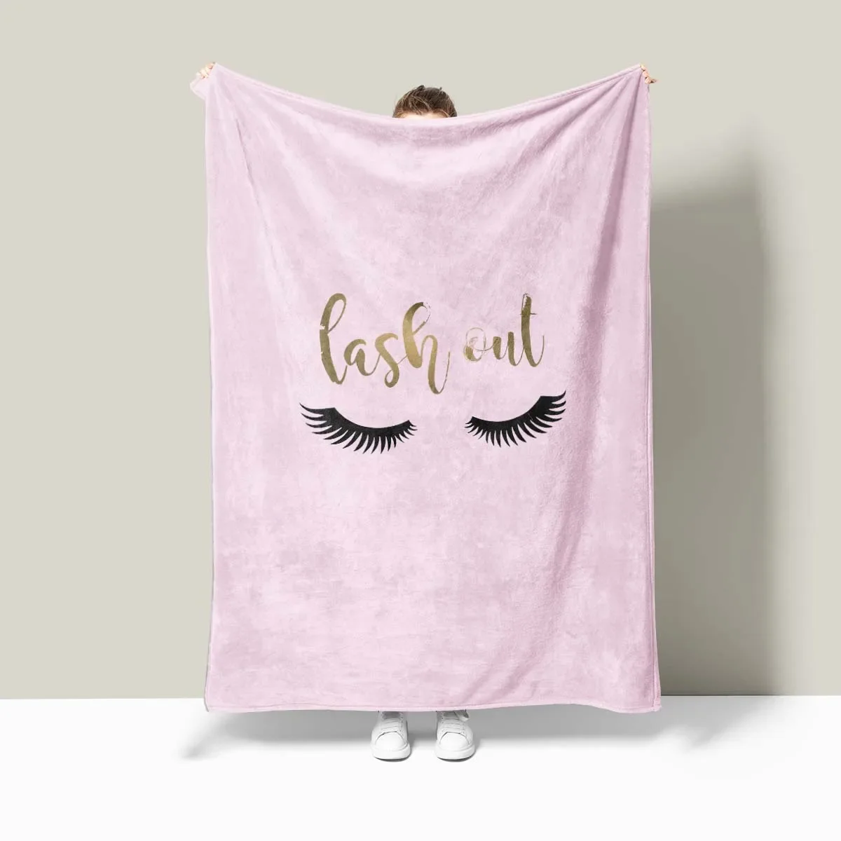 1 piece of double-sided flannel pink eyelash pattern blanket, digital printed sofa blanket, air conditioning cover blanket