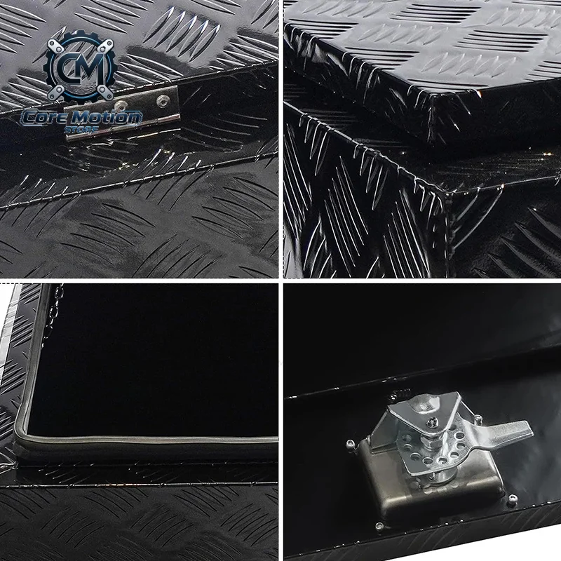 Waterproof Full Opening Aluminum Truck Toolbox Aluminum Tool Box with Lock and Keys Trailer Storage Box with T-Handle