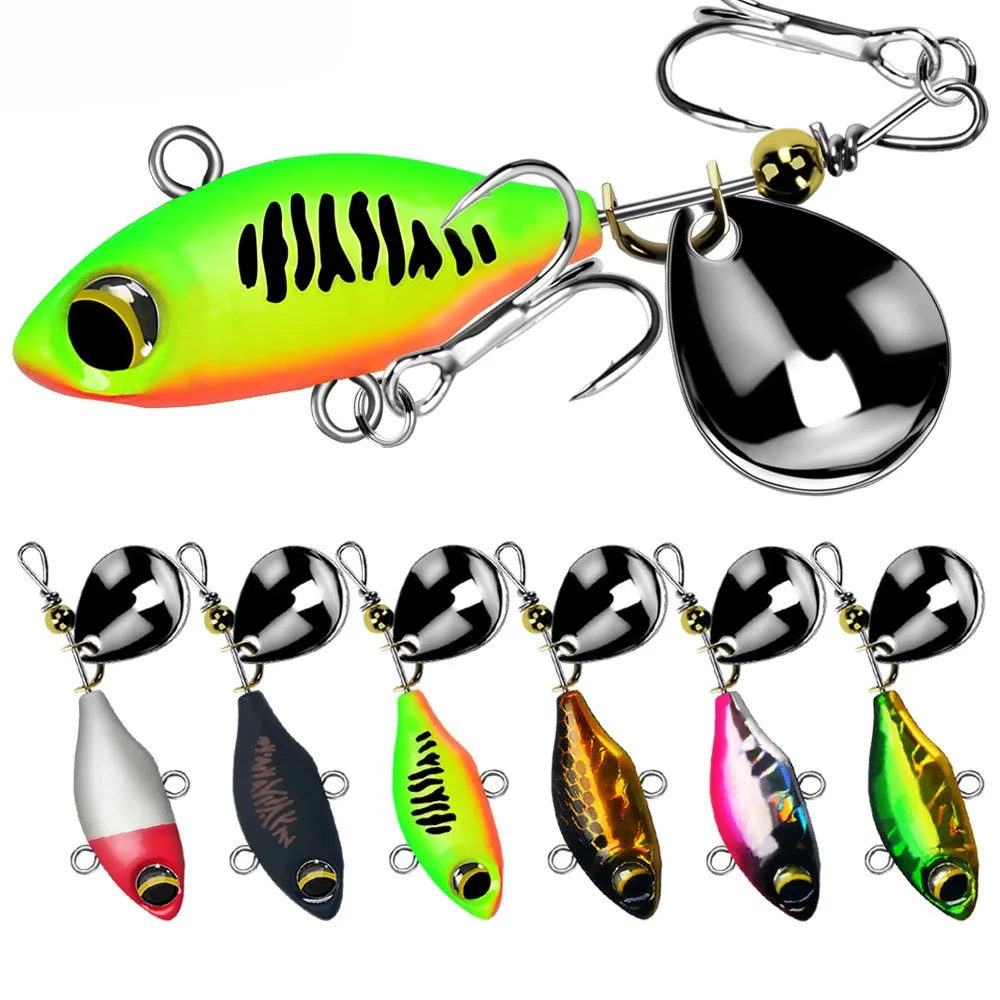 

Sinking Blade VIB Lures 7g 10g 14g, Heavy Vibration Baits with Spinner & 3D Eyes for Long Cast Bass Pike Trout Fishing, 6 Colors
