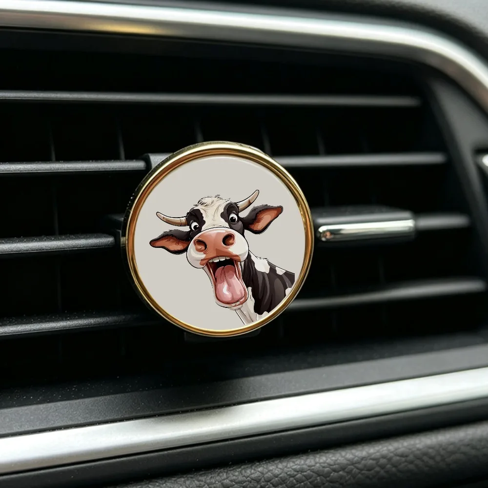 2026 New Premium Funny Animal Expression Print Fragrance Free Car Vent Clip, Without Essential Oil, Auto Interior Ornament