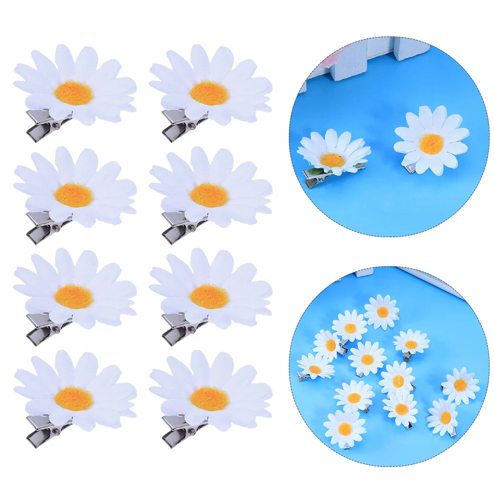 20 Pcs Hair Barrettes Daisy Hairpins Small Chrysanthemum Flower Accessories White Headdress Women Party