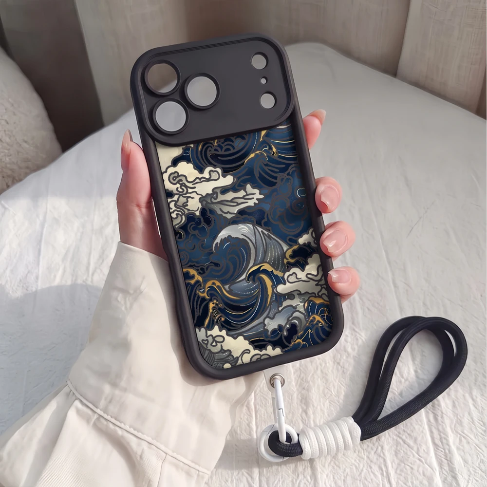 Handyhülle für Samsung Galaxy Note 20 S25 S26 Plus S24 S23 FE S25 S24 Ultra A57 A56 A07 5G Ukiyo E Waves Lanyard Silikonhülle – Detail 2