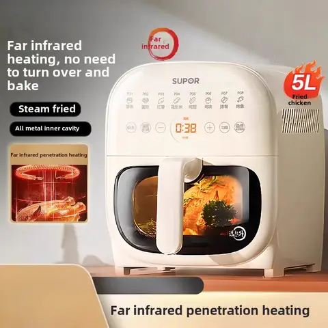 에어 프라이어 5L 대용량 다기능 홈 비주얼 원적외선 가열 스팀 부드러운 튀김 새 모델