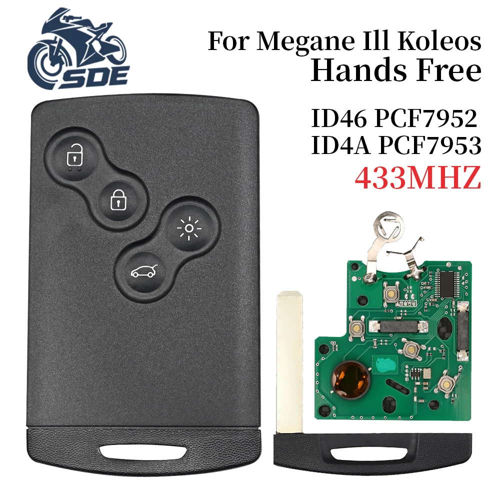 

SDE Great ID46/4A чип Half Smart/Hands Free автомобильный дистанционный ключ для Renault Megane 3 Laguna 3 Grand Scenic Koleos Fluence Clio IV Ca