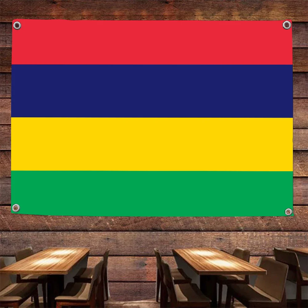 1pc Mauritius Flag Flags And Banners Four Hole Flag Polyester Outdoor Decor Room Aesthetic