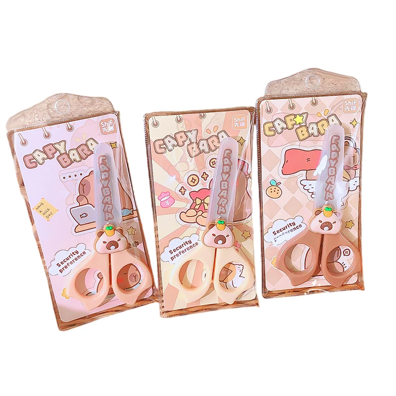 Zufällig 1PC Cartoon Capybara Schere Sicherheit DIY Hand Made Schere Papier Schneiden kinder Schere Schreibwaren Schule Liefert