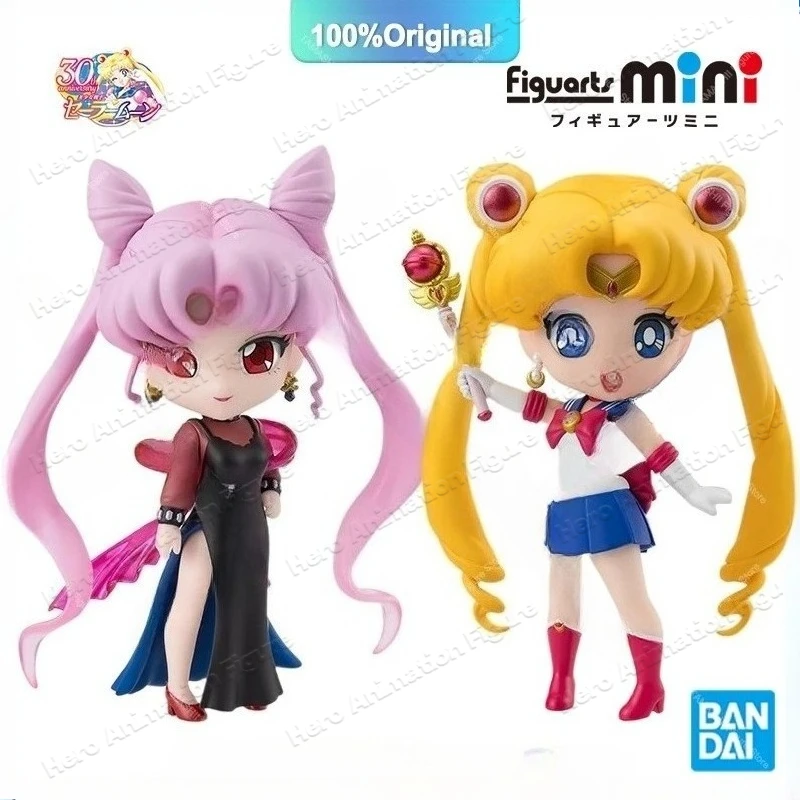 

Original Bandai Figuarts mini Black Lady Sailor moon Crystal Star Compact Edition Anime Figure PVC Q Version Cute Model Toys