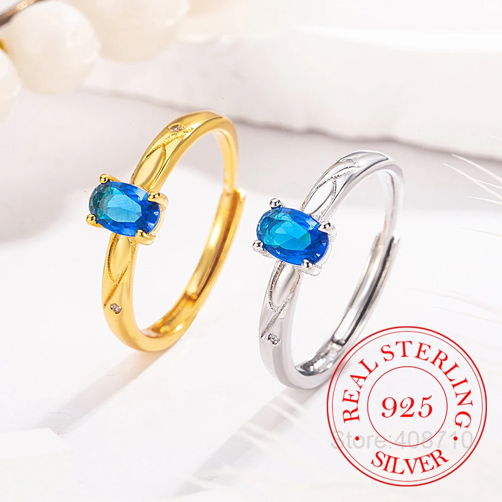 

925 Sterling Silver Jewelry Single Zircon Crystal Open Finger Rings for Women Wedding Party Jewelry For Girls Friend Gift