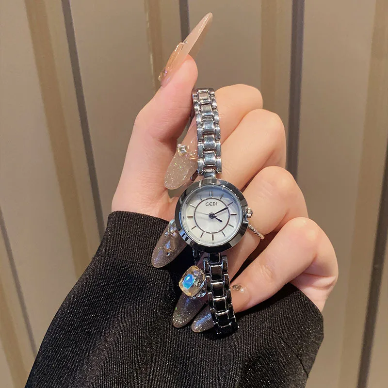 Fashion student trendquartz watch simple water release elegant light luxury niche steel belt women's watch new2025 birthday gift