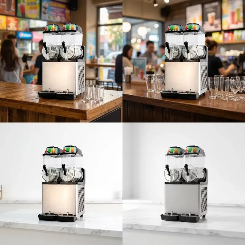 Commercial Rotary Slush Machine 12L x 2 Double Tank Ice Slushy Maker for Smoothie Frozen Drink Beverage Dispenser