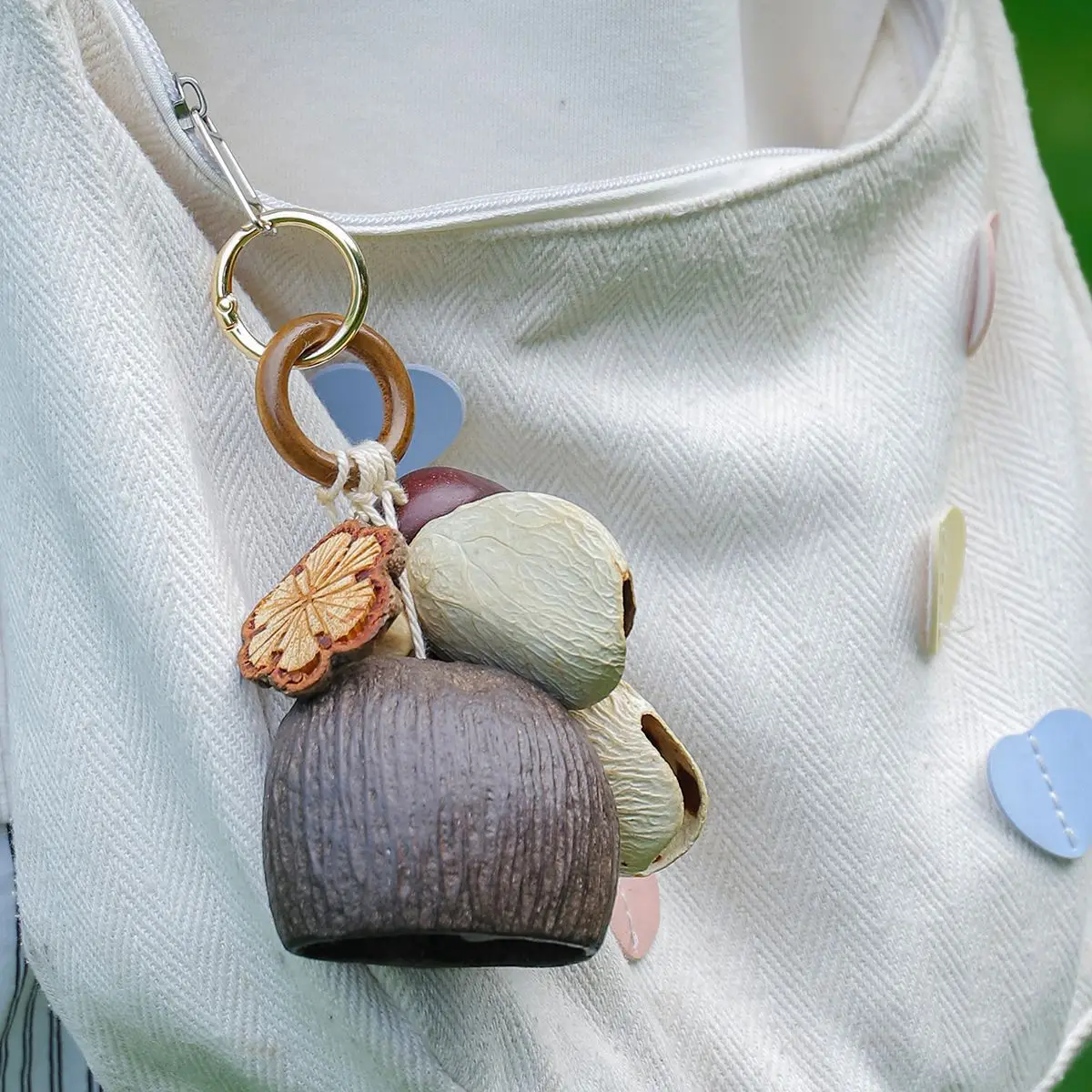 Natural Handmade Plant Seed Mini Wind Chime Portable Bell Pendant For Yard Garden Decor Bag Keychain Ornament