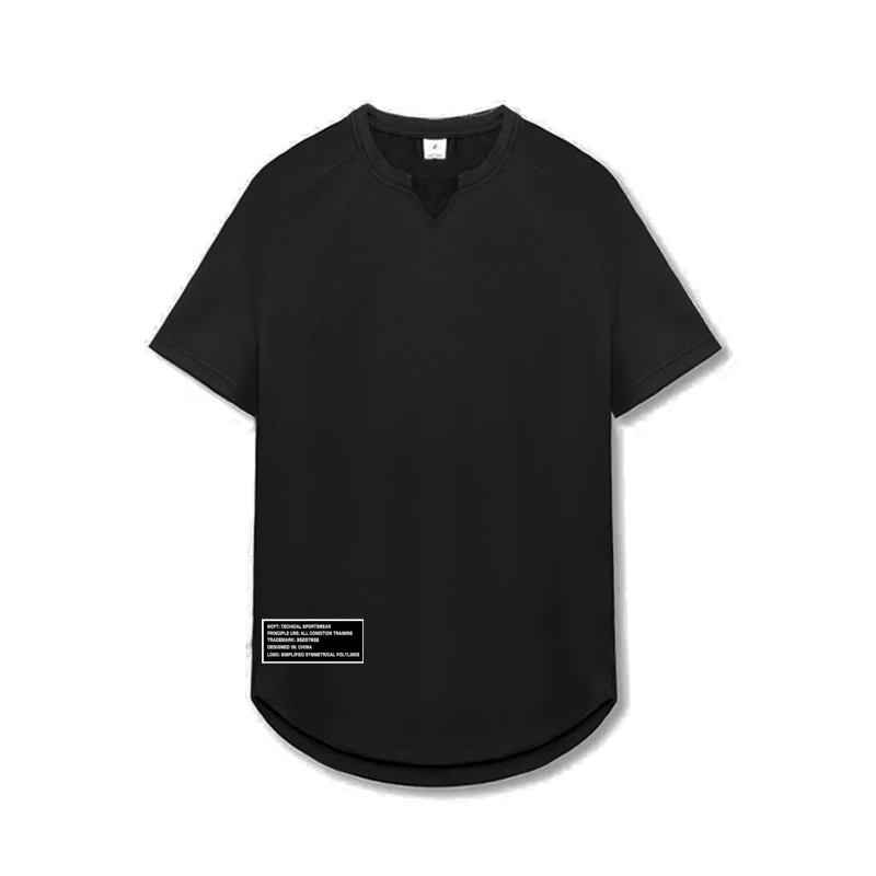 Mens Casual Short Sleeve Tight Stretch Shirts Gym Bodybuilding Fitness Sport T-Shirts Summer Running Quick Dry V-Neck Clothing
