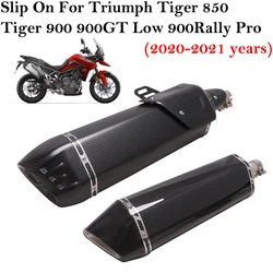 For Triumph Tiger 850 900 GT Low Rally Pro 2020 2021 Motorcycle Exhaust Escape Modify Link Pipe Carbon Fiber Muffler Double Hole