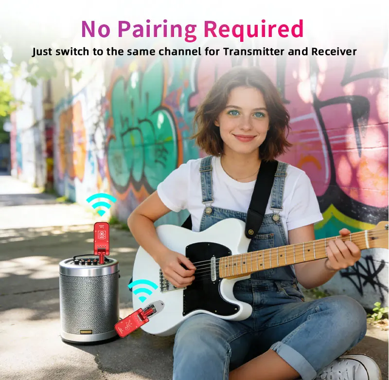 JAMJUM WS-3 Drahtloser Sender und Empfänger, Drahtloses System für E-Gitarre & Elektronische Instrumente – Detail 5