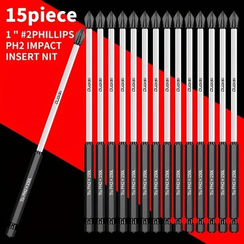 Industrial Superhard Magnetic Impact Resistant Phillips Bits 3/7/15pcs 5.91 Inch Non-Slip Magnetic Screwdriver Bits