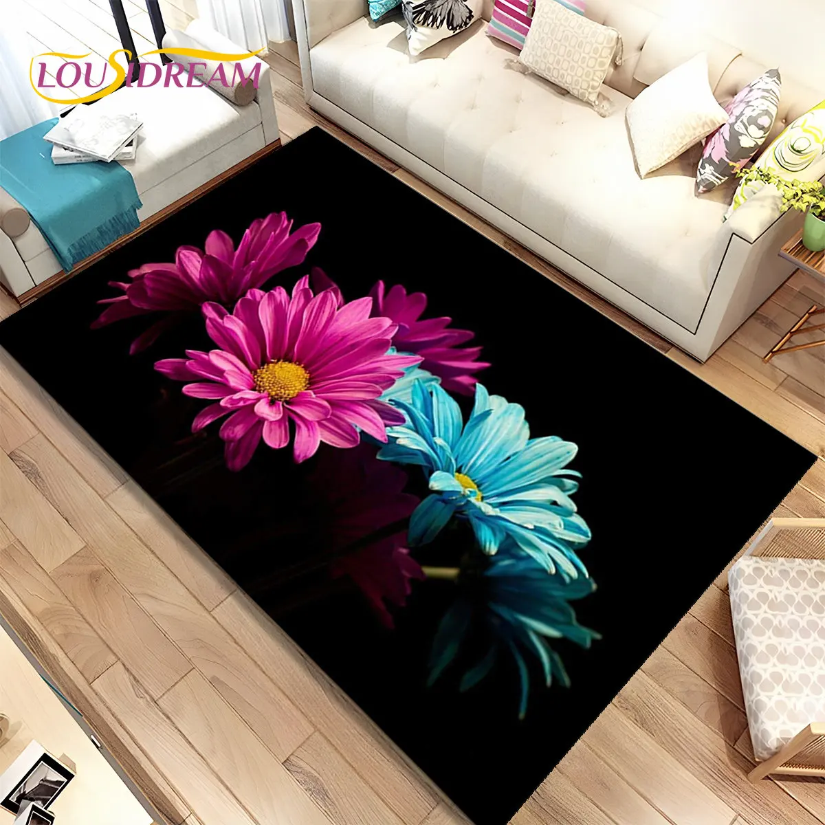 Nordic 3D Daisy Flower dywan do składania, dywan dywan dla domu salon dzieci sypialnia Sofa wycieraczka Decor, dzieci bawią antypoślizgowe maty